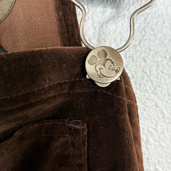 Vintage 90s Disney Mickey Mouse Dark Brown Velvet Overalls | Size M - Picture 4 of 5
